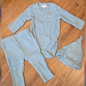 Rabbit + Bear Long Sleeve Onsie Pants & Cap Set